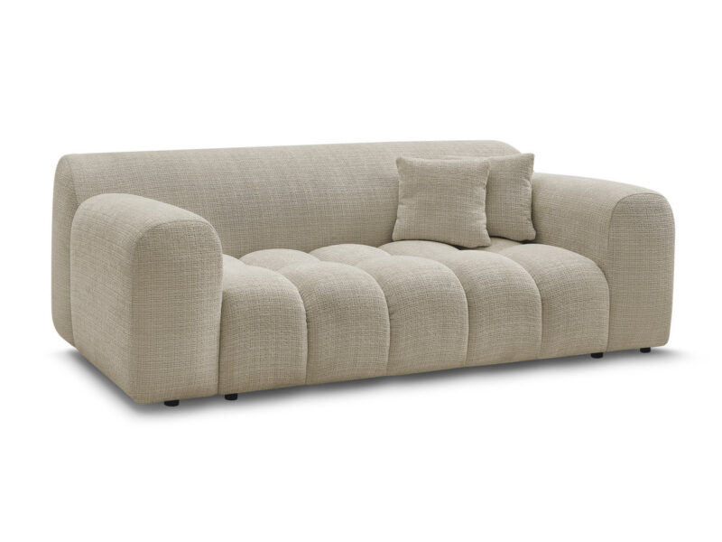Canapé Melisse Bobochic : un 2 places fixe en tissu texturé beige taillé pour les salons modernes - Canapé Bobochic