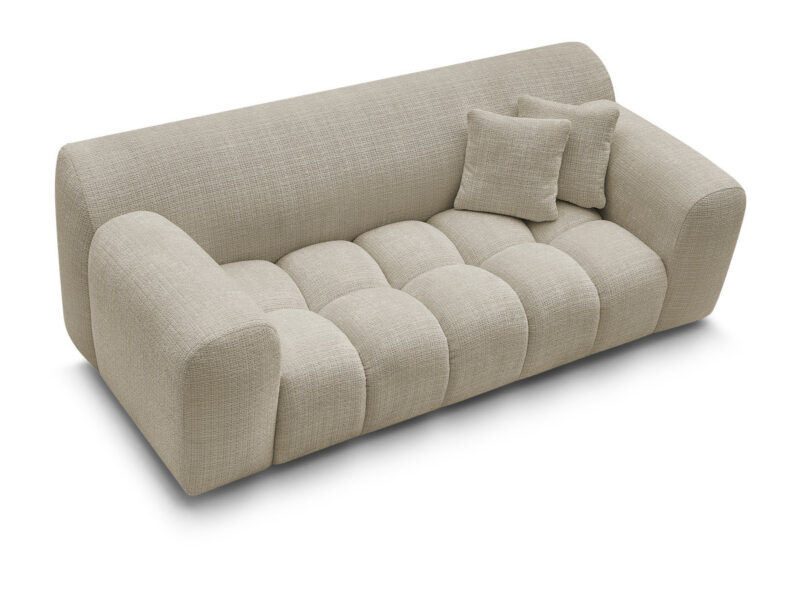 Canapé Melisse Bobochic : un 2 places fixe en tissu texturé beige taillé pour les salons modernes - Canapé Bobochic