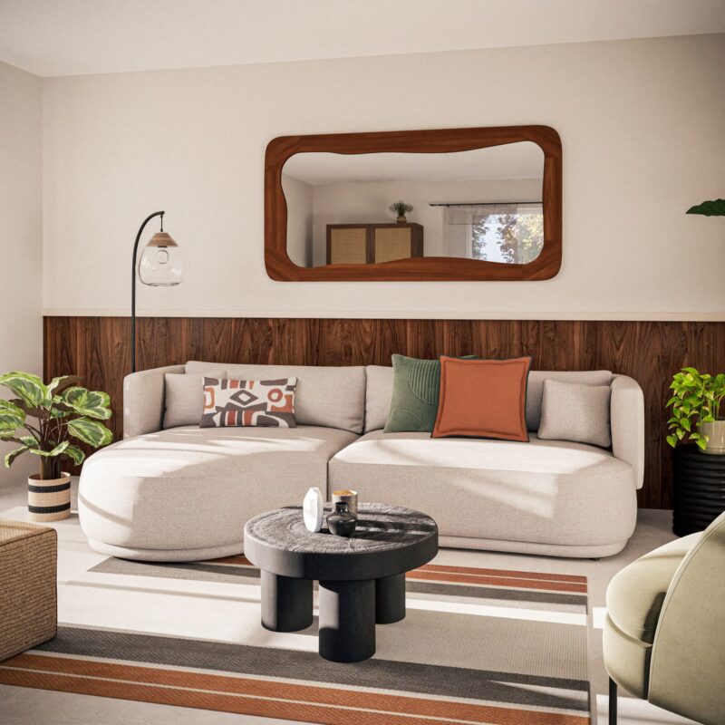 Canapé Modjo Maisons Du Monde : un angle gauche beige sable pour structurer un salon contemporain - Canapé Maisons du Monde