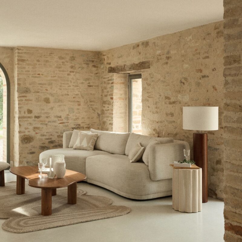 Canapé Modjo Maisons Du Monde : un angle gauche beige sable pour structurer un salon contemporain - Canapé Maisons du Monde
