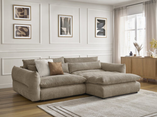 Canapé Neil Bobochic : un angle droit 3 places en tissu texturé pour les salons qui cherchent du caractère - Canapé Bobochic