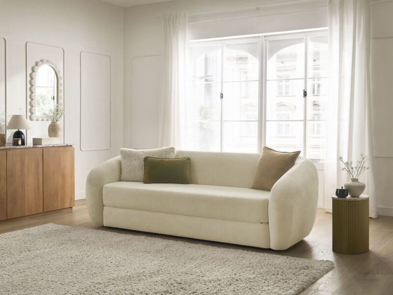 Canapé Neyo Bobochic : un convertible déplimoussé taupe aux lignes arrondies pour salon cocooning - Canapé Bobochic