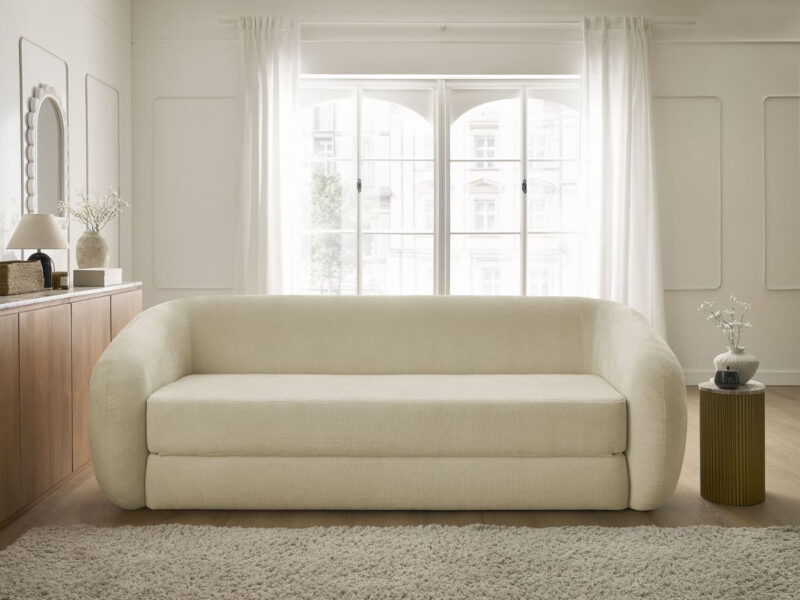 Canapé Neyo Bobochic : un convertible déplimoussé taupe aux lignes arrondies pour salon cocooning - Canapé Bobochic