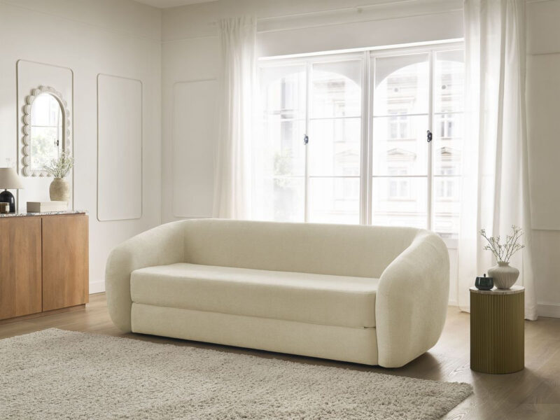 Canapé Neyo Bobochic : un convertible déplimoussé taupe aux lignes arrondies pour salon cocooning - Canapé Bobochic