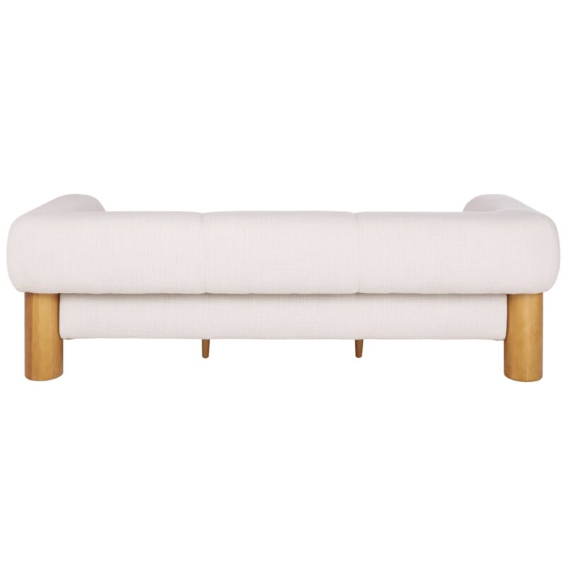 Canapé Phoenix Maisons Du Monde : un 3 places en textile tramé écru aux lignes arrondies pour salon contemporain - Canapé Maisons du Monde