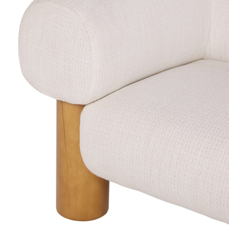 Canapé Phoenix Maisons Du Monde : un 3 places en textile tramé écru aux lignes arrondies pour salon contemporain - Canapé Maisons du Monde