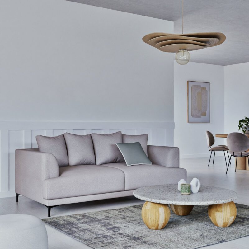 Canapé Romy Maisons Du Monde : un 3 places bouclettes beige au style cocooning assumé - Canapé Maisons du Monde