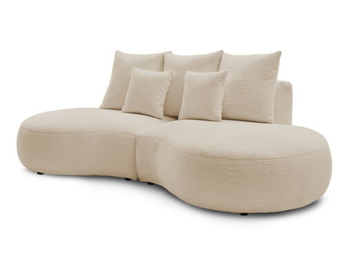 Canapé Saint-Germain Bobochic : un 3 places arrondi en bouclette beige qui réinvente le salon cocooning - vue détaillée