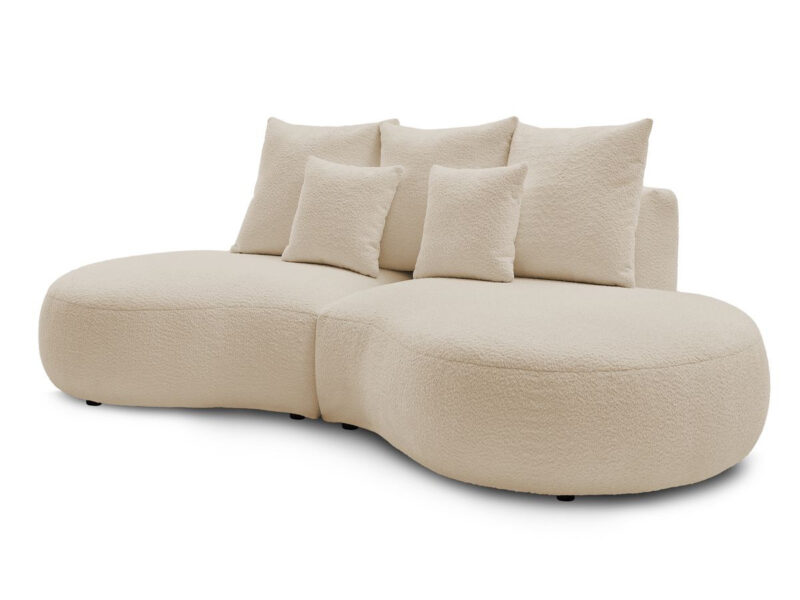 Canapé Saint-Germain Bobochic : un 3 places arrondi en bouclette beige qui réinvente le salon cocooning - Canapé Bobochic