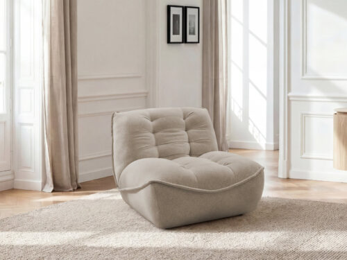 Canapé Serena Bobochic : une chauffeuse modulable 1 place en tissu chiné taupe pour composer son salon à la carte - Canapé Bobochic