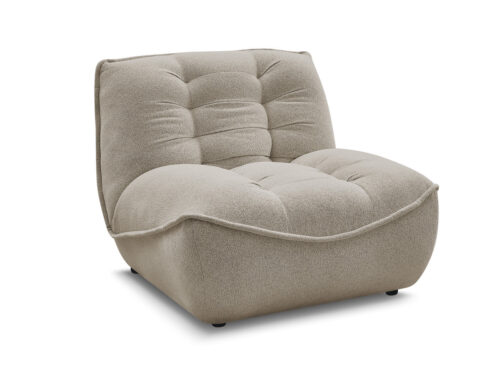 Canapé Serena Bobochic : une chauffeuse modulable 1 place en tissu chiné taupe pour composer son salon à la carte - vue détaillée