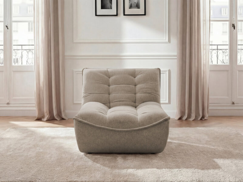 Canapé Serena Bobochic : une chauffeuse modulable 1 place en tissu chiné taupe pour composer son salon à la carte - Canapé Bobochic