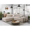 Canapé Soan Usinestreet : un angle convertible beige avec poufs et méridienne intégrés pour les familles - Canapé UsineStreet