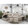 Canapé Soan Usinestreet : un angle convertible beige avec poufs et méridienne intégrés pour les familles - Canapé UsineStreet
