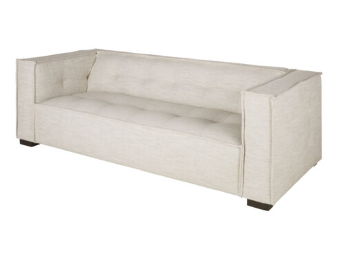 Canapé Tary Maisons du Monde : un 3 places capitonné vintage au charme sable indéniable - vue détaillée