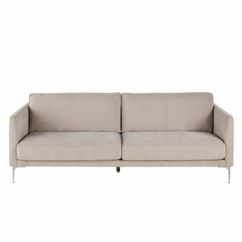 Canapé Tyler Maisons Du Monde : un 3/4 places velouté beige entre chic discret et confort moelleux - Canapé Maisons du Monde