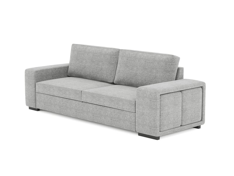Canapé Zack Conforama : un convertible 3 places gris avec poufs intégrés pour les petits budgets malins - Canapé Conforama
