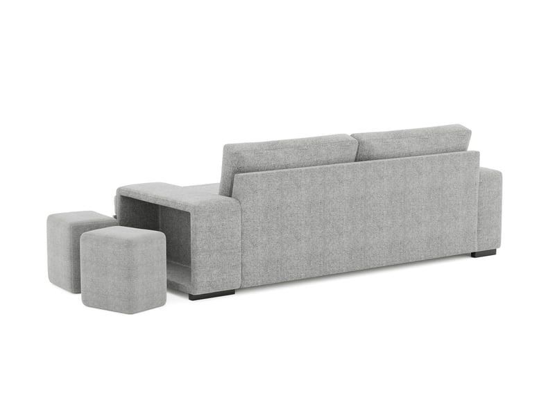 Canapé Zack Conforama : un convertible 3 places gris avec poufs intégrés pour les petits budgets malins - Canapé Conforama