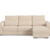 Canapé Butler Conforama : un angle relax manuel beige sable avec coffre et têtières pour grands salons - Canapé Conforama