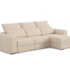 Canapé Butler Conforama : un angle relax manuel beige sable avec coffre et têtières pour grands salons - Canapé Conforama
