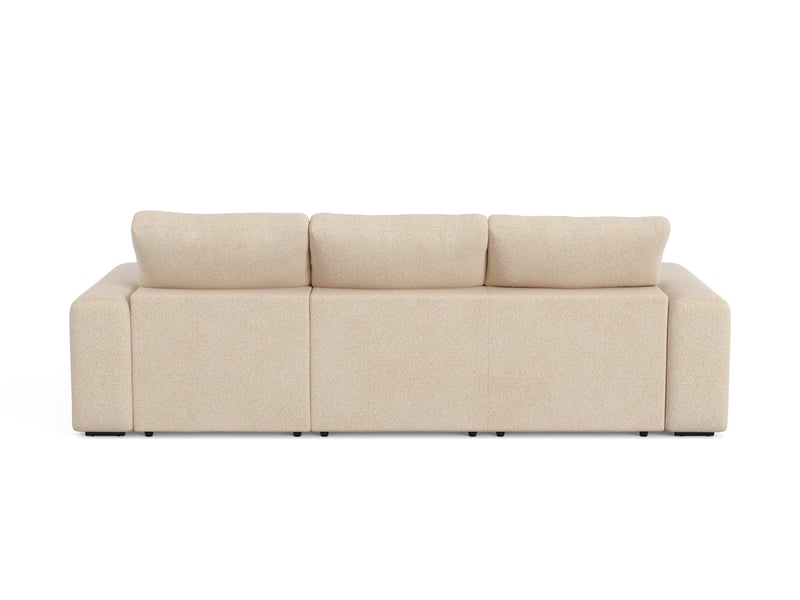 Canapé Butler Conforama : un angle relax manuel beige sable avec coffre et têtières pour grands salons - Canapé Conforama