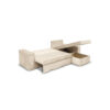 Canapé Caelia Usinestreet : un angle convertible en velours beige avec trois coffres de rangement - Canapé UsineStreet