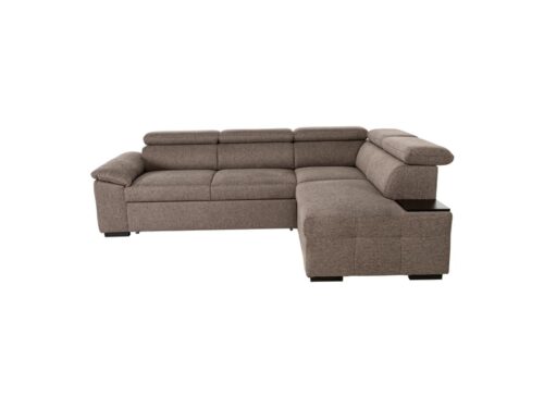 Canapé d'angle Conforama : un convertible 4 places marron pour les salons qui manquent de chambre d'appoint - vue détaillée