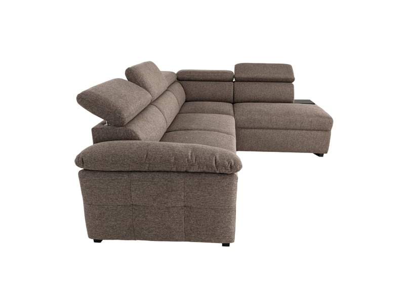 Canapé d&rsquo;angle Conforama : un convertible 4 places marron pour les salons qui manquent de chambre d&rsquo;appoint - Canapé Conforama