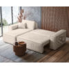 Canapé Farah Usinestreet : un angle convertible en velours côtelé beige pensé pour les petits espaces malins - Canapé UsineStreet