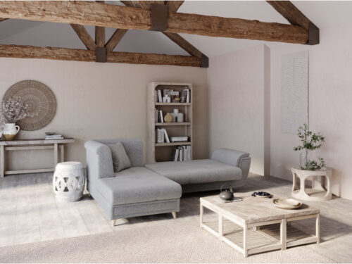 Canapé Flavie Usinestreet : un angle convertible scandinave avec coffres de rangement intégrés - vue détaillée