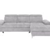 Canapé Lara Conforama : un angle convertible gris 4 places avec coffre et tétières réglables - Canapé Conforama