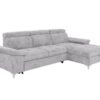 Canapé Lara Conforama : un angle convertible gris 4 places avec coffre et tétières réglables - Canapé Conforama