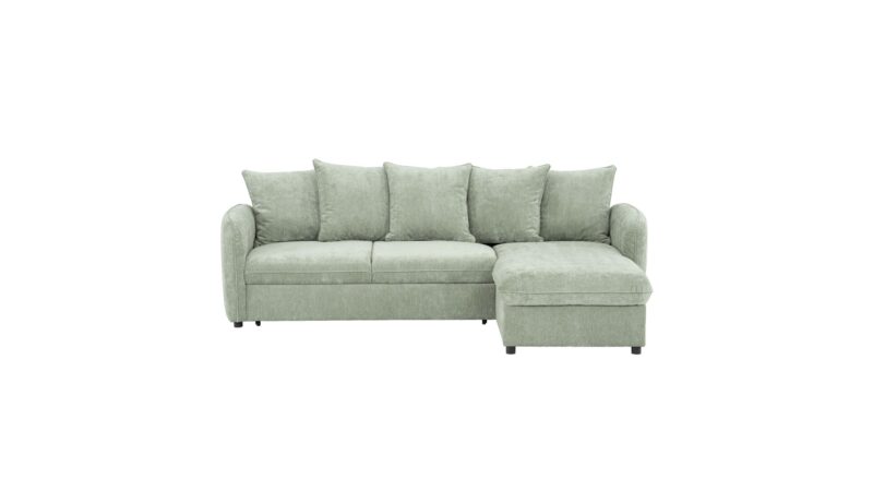 Canapé Lomoco Cottage Conforama : un angle convertible vert 4 places qui joue la carte du pratique sans sacrifier le style - Canapé Conforama