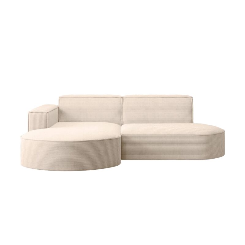 Canapé Marla Usinestreet : un angle 4 places en velours côtelé beige pensé pour le confort quotidien - Canapé UsineStreet
