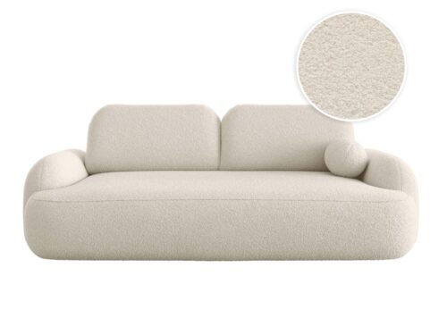 Canapé Milly Usinestreet : un convertible 3 places en bouclette beige avec coffre intégré - Canapé UsineStreet