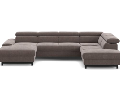 Canapé Panorama Conforama : un angle convertible 5 places taupe taillé pour les grandes familles - Canapé Conforama