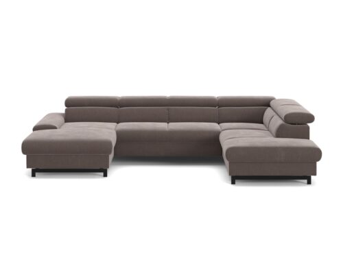 Canapé Panorama Conforama : un angle convertible 5 places taupe taillé pour les grandes familles - vue détaillée