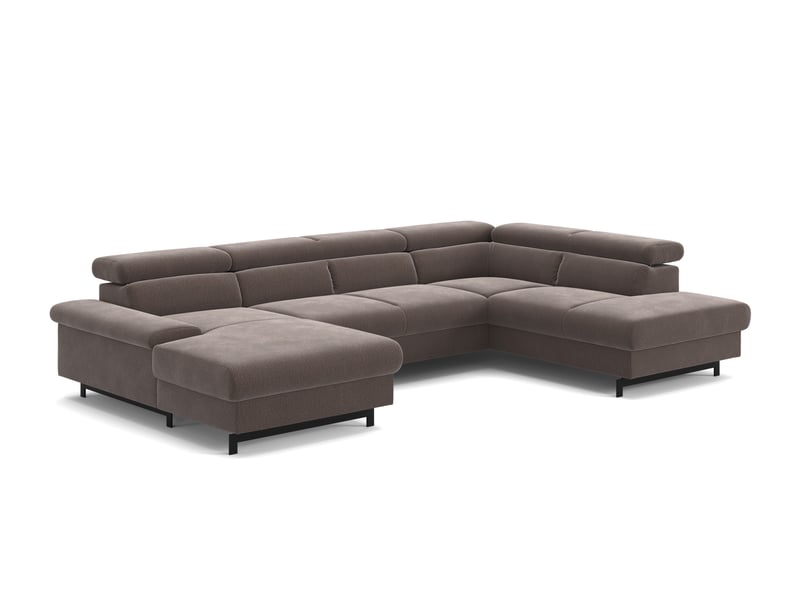 Canapé Panorama Conforama : un angle convertible 5 places taupe taillé pour les grandes familles - Canapé Conforama