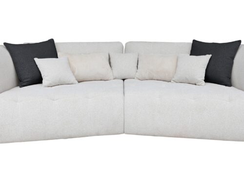 Canapé Sophie Conforama : un 4 places droit en tissu beige aux lignes arrondies pour les grands salons - Canapé Conforama