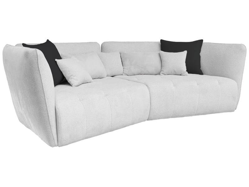 Canapé Sophie Conforama : un 4 places droit en tissu beige aux lignes arrondies pour les grands salons - Canapé Conforama