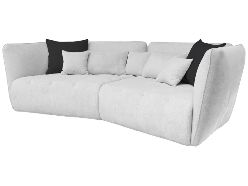 Canapé Sophie Conforama : un 4 places droit en tissu beige aux lignes arrondies pour les grands salons - Canapé Conforama