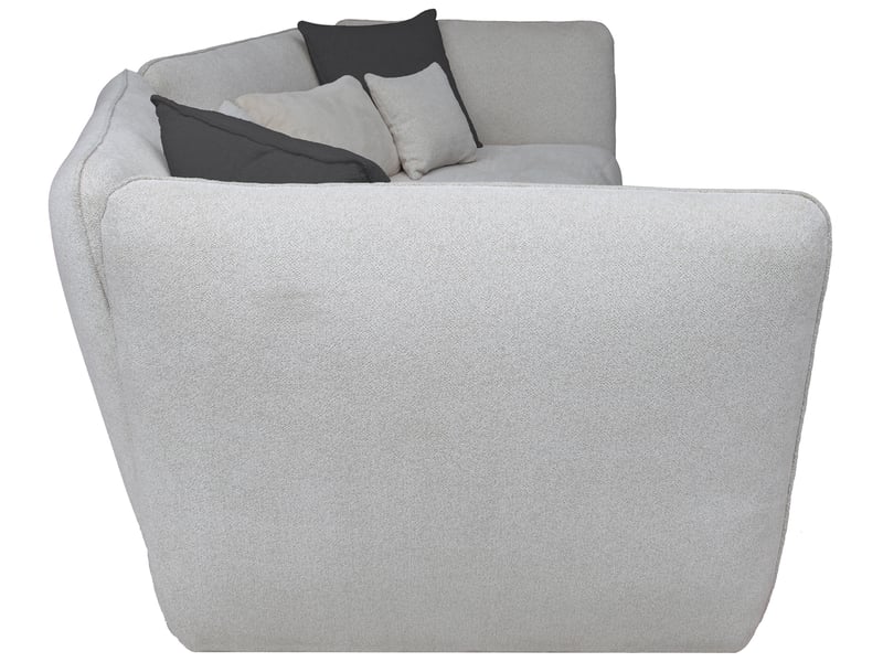 Canapé Sophie Conforama : un 4 places droit en tissu beige aux lignes arrondies pour les grands salons - Canapé Conforama