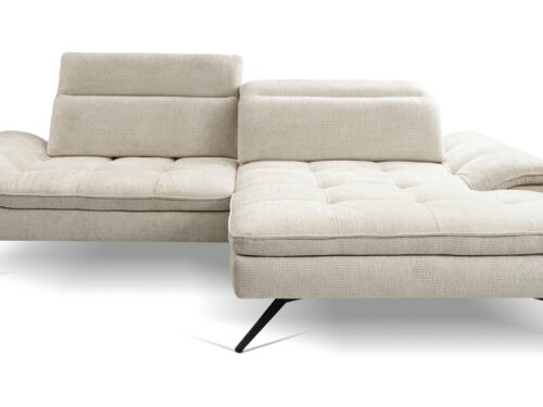 Canapé Zephyr Conforama : un angle 4 places fixe en tissu beige qui joue la carte de la sobriété élégante - Canapé Conforama