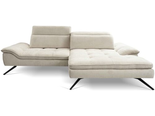Canapé Zephyr Conforama : un angle 4 places fixe en tissu beige qui joue la carte de la sobriété élégante - vue détaillée