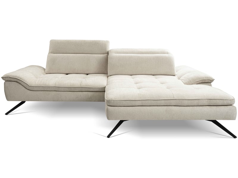 Canapé Zephyr Conforama : un angle 4 places fixe en tissu beige qui joue la carte de la sobriété élégante - Canapé Conforama
