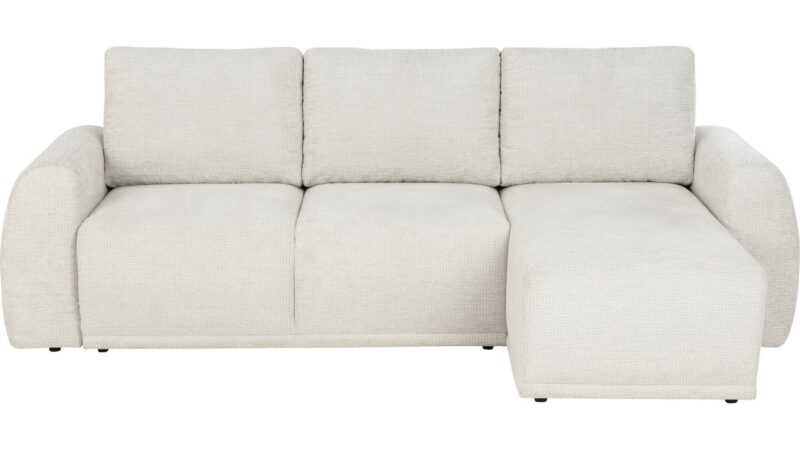 Canapé Allison Conforama : un angle convertible beige pour salon spacieux avec coffre de rangement - Canapé Conforama