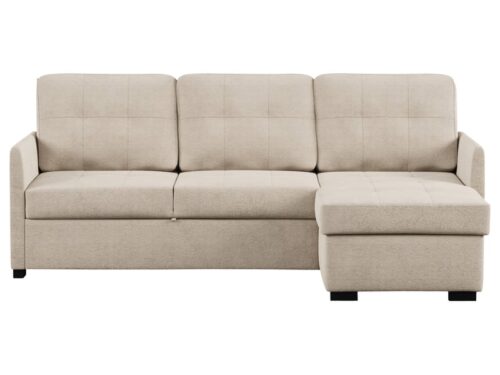 Canapé d&rsquo;angle Conforama : un convertible beige 3 places pensé