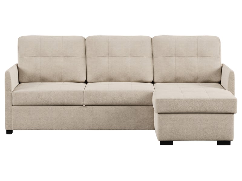 Canapé d&rsquo;angle Conforama : un convertible beige 3 places pensé pour les budgets serrés - Canapé Conforama