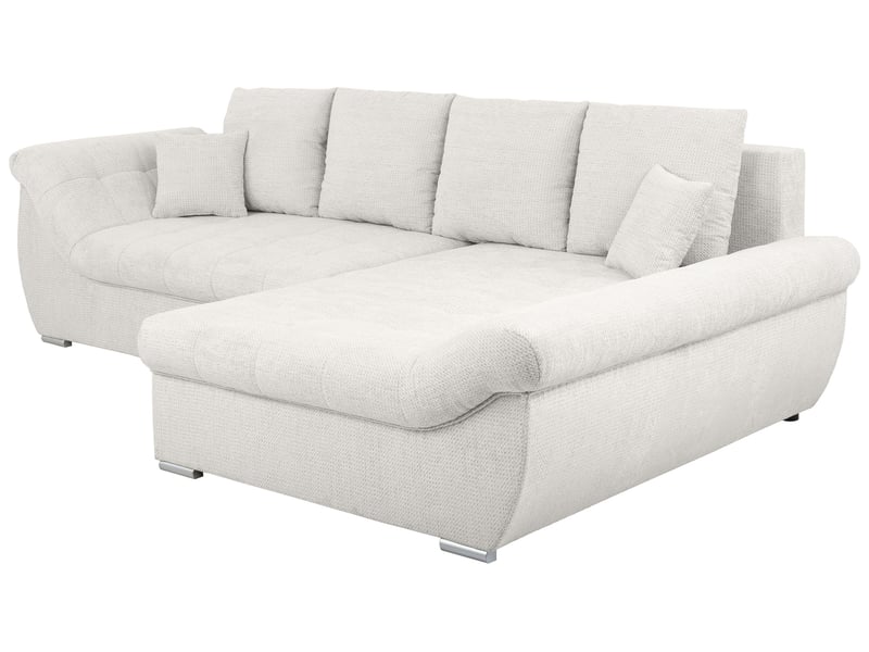 Canapé Eden Conforama : un angle convertible beige 4 places avec coffre pour les familles qui manquent de place - Canapé Conforama