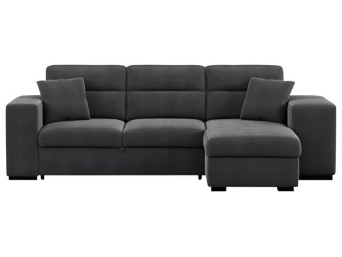 Canapé Kathy Conforama : un angle convertible gris anthracite avec coffre pour les salons qui manquent de place - vue détaillée